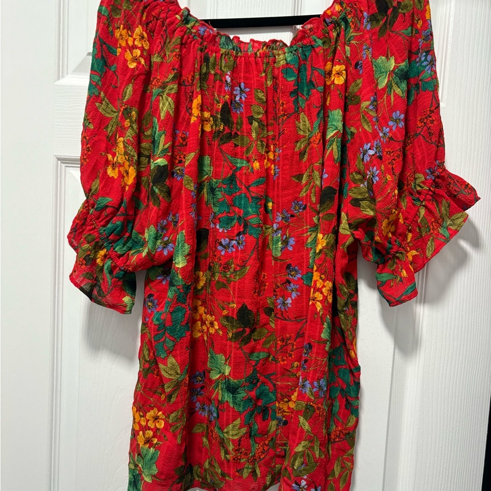 Chenault Red Peasant Blouse - Picture 3 of 3